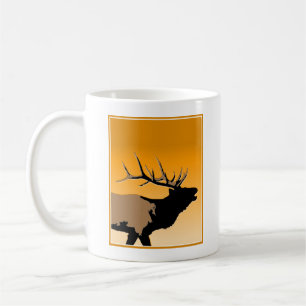Bugling Bull Elk at Sunset Original Wildlife Art Coffee Mug