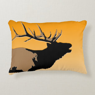 Bugling Bull Elk at Sunset Original Wildlife Art Decorative Cushion