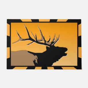 Bugling Bull Elk at Sunset Original Wildlife Art Doormat