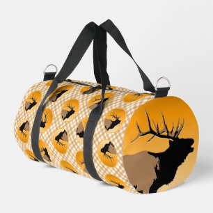 Bugling Bull Elk at Sunset Original Wildlife Art Duffle Bag