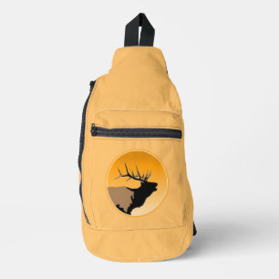 Bugling Bull Elk at Sunset Original Wildlife Art Sling Bag