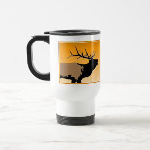 Bugling Bull Elk at Sunset Original Wildlife Art Travel Mug