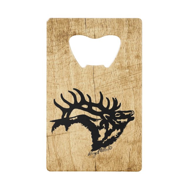 Bugling Bull Elk Credit Card Bottle Opener (Front)