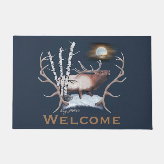 Bugling Bull Elk Doormat (Front)