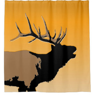 Bugling Elk at Sunset  - Original Wildlife Art Shower Curtain