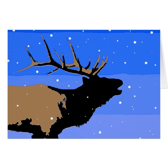 Bugling Elk in Winter  - Original Wildlife Art (Front Horizontal)