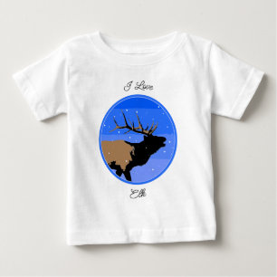 Bugling Elk in Winter  - Original Wildlife Art Baby T-Shirt