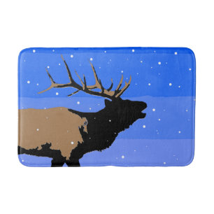 Bugling Elk in Winter - Original Wildlife Art Bath Mat
