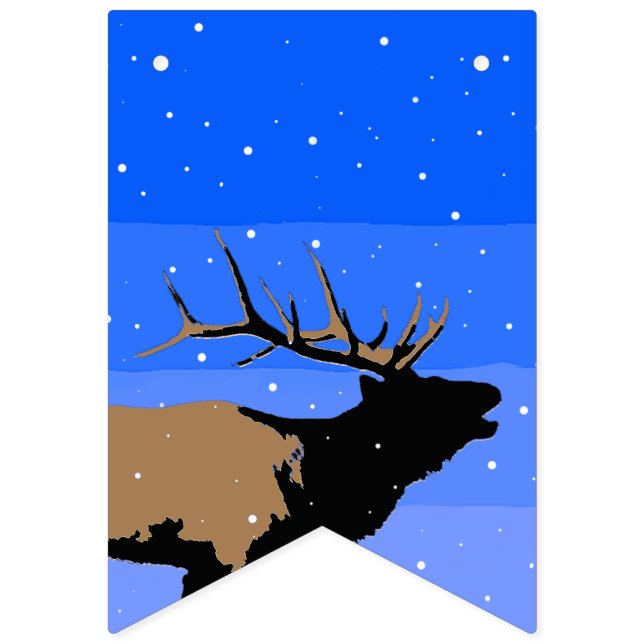 Bugling Elk in Winter  - Original Wildlife Art Bunting (First Flag)