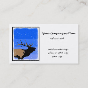 Bugling Elk in Winter  - Original Wildlife Art Business Card