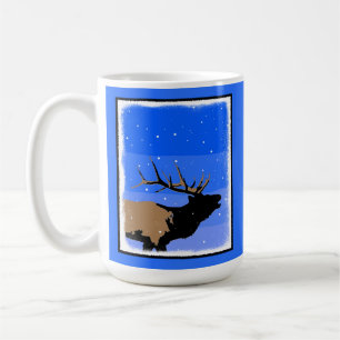 Bugling Elk in Winter  - Original Wildlife Art Coffee Mug