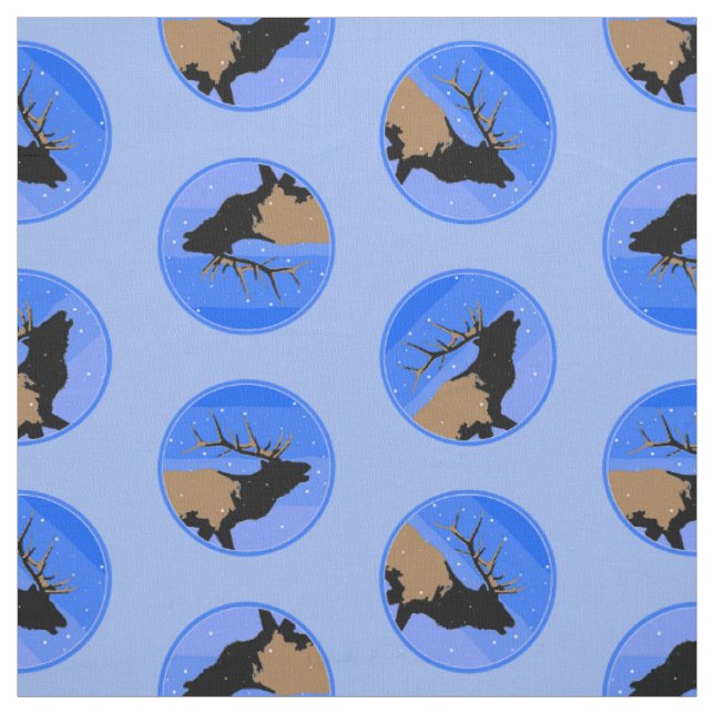 Bugling Elk in Winter  - Original Wildlife Art Fabric (Swatch)