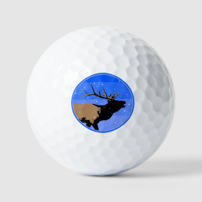 Bugling Elk in Winter  - Original Wildlife Art Golf Balls (Front)