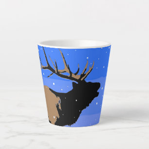 Bugling Elk in Winter  - Original Wildlife Art Latte Mug