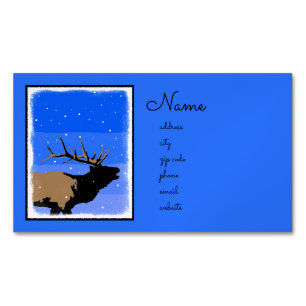 Bugling Elk in Winter  - Original Wildlife Art Magnetic Business Card
