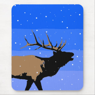 Bugling Elk in Winter - Original Wildlife Art Mouse Mat