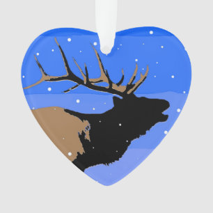 Bugling Elk in Winter - Original Wildlife Art Ornament
