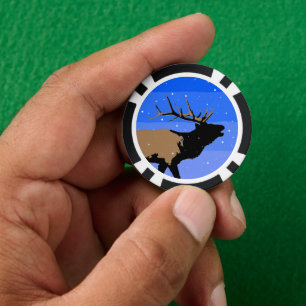 Bugling Elk in Winter - Original Wildlife Art Poker Chips