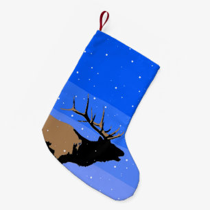 Bugling Elk in Winter - Original Wildlife Art Small Christmas Stocking