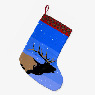 Bugling Elk in Winter  - Original Wildlife Art Small Christmas Stocking
