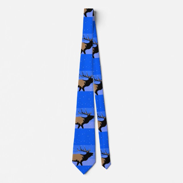 Bugling Elk in Winter  - Original Wildlife Art Tie (Front)