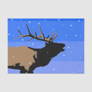 Bugling Elk in Winter - Original Wildlife Art Tissue Paper