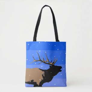Bugling Elk in Winter  - Original Wildlife Art Tote Bag