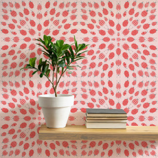 Bugs and Beetles Pattern Red on Pink Wallpaper