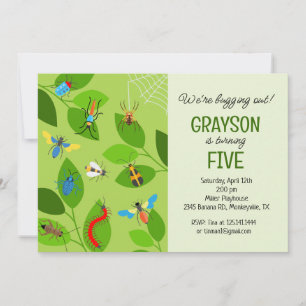Bugs and Bugs Theme Birthday Party Invitation