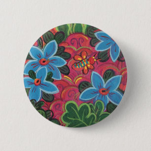 Bugs and Flowers Garden 6 Cm Round Badge