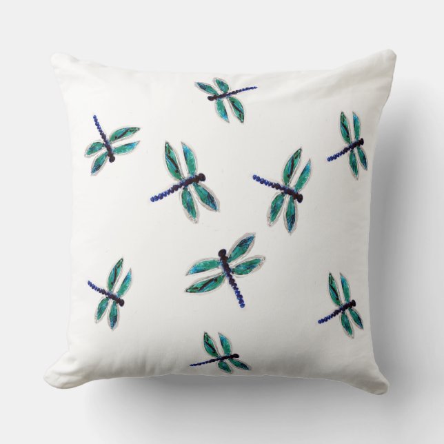 Bugs Art Dancing Turquoise Dragonfly Cushion (Front)