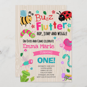 Bugs Birthday Invitation Girl Pink Bugs Party