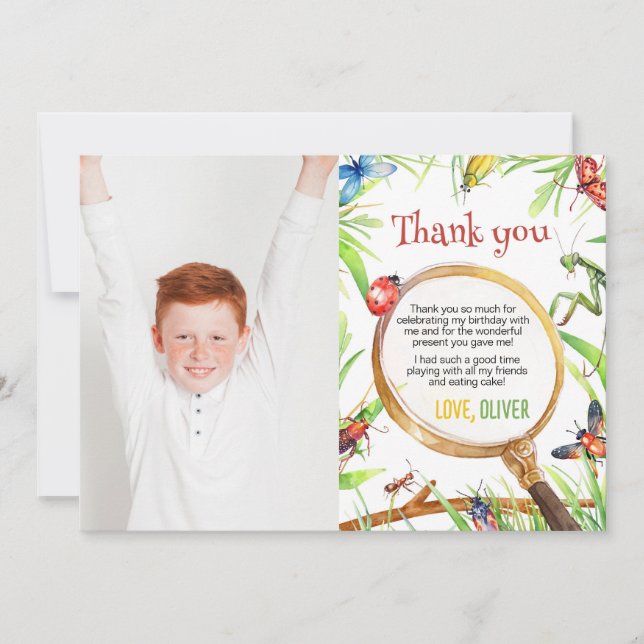 Bugs Birthday Photo Thank You Card (Front)