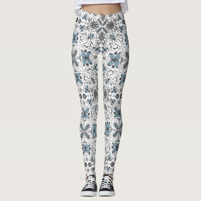 Bugs, black and blue leggings (Front)