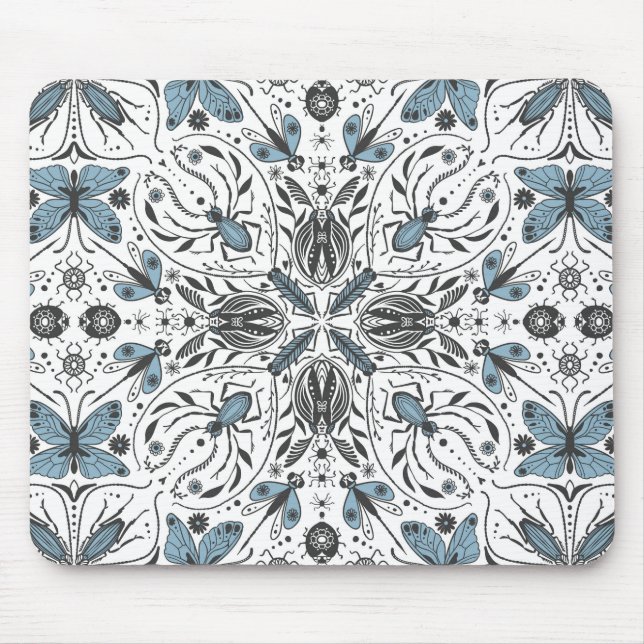 Bugs, black and blue mouse mat (Front)