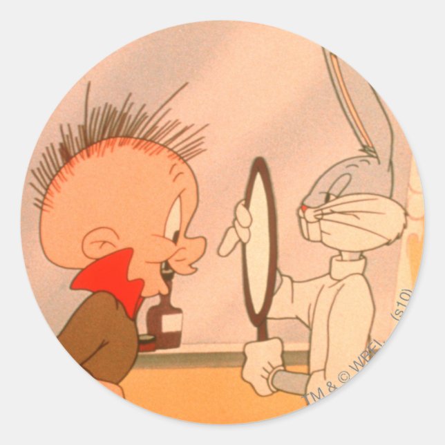 BUGS BUNNY™ and ELMER FUDD™ 2 Classic Round Sticker (Front)