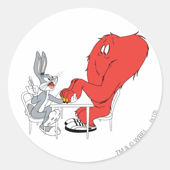 BUGS BUNNY™ and Gossamer Classic Round Sticker (Front)