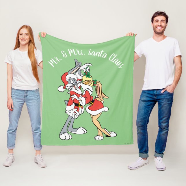 BUGS BUNNY™ and Lola Mistletoe Kiss Fleece Blanket (In Situ)