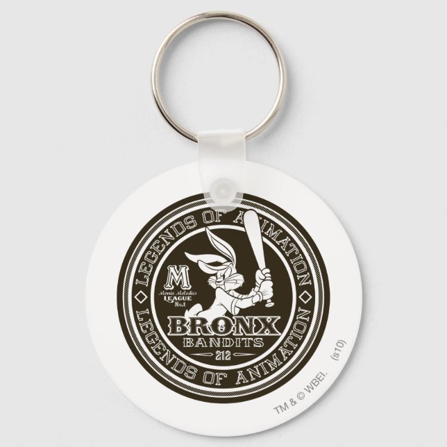 BUGS BUNNY™ Bronx Bomber's Round Logo B/W Key Ring (Front)