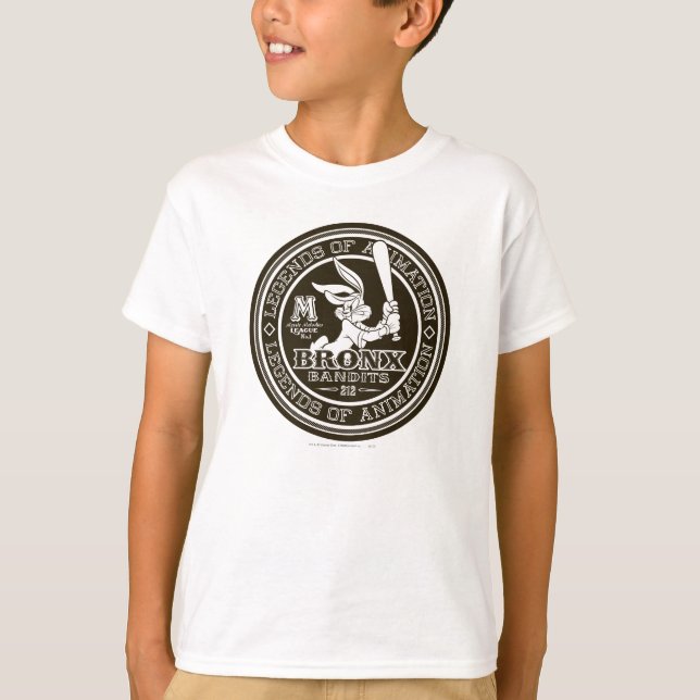 BUGS BUNNY™ Bronx Bomber's Round Logo B/W T-Shirt (Front)