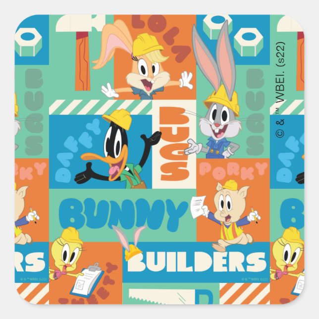 BUGS BUNNY BUILDERS™| Character Grid Pattern Square Sticker (Front)