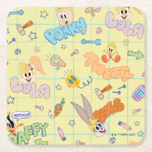 BUGS BUNNY BUILDERS™  Character Sketch Pattern Square Paper Coaster