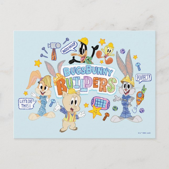 BUGS BUNNY BUILDERS™| Group Sketch Art Postcard (Front)