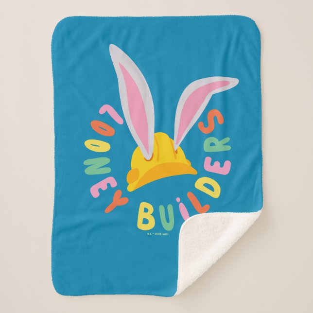 BUGS BUNNY BUILDERS™| Hard Hat Circle Logo Sherpa Blanket (Front)