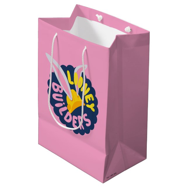 BUGS BUNNY BUILDERS™| Hard Hat Scalloped Logo Medium Gift Bag (Front Angled)