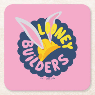 BUGS BUNNY BUILDERS™  Hard Hat Scalloped Logo Square Paper Coaster