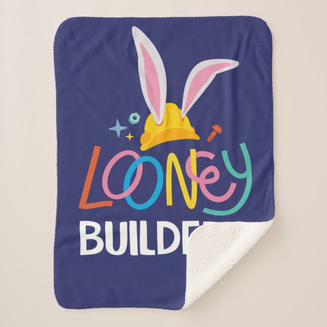 BUGS BUNNY BUILDERS™| Hard Hat Stacked Logo Sherpa Blanket (Front)