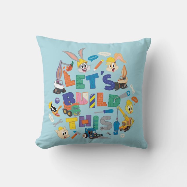 BUGS BUNNY BUILDERS™| "Let's Build This" Collage Cushion (Front)