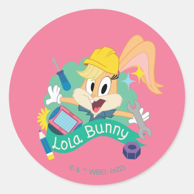BUGS BUNNY BUILDERS™| Lola Bunny Character Graphic Classic Round Sticker (Front)