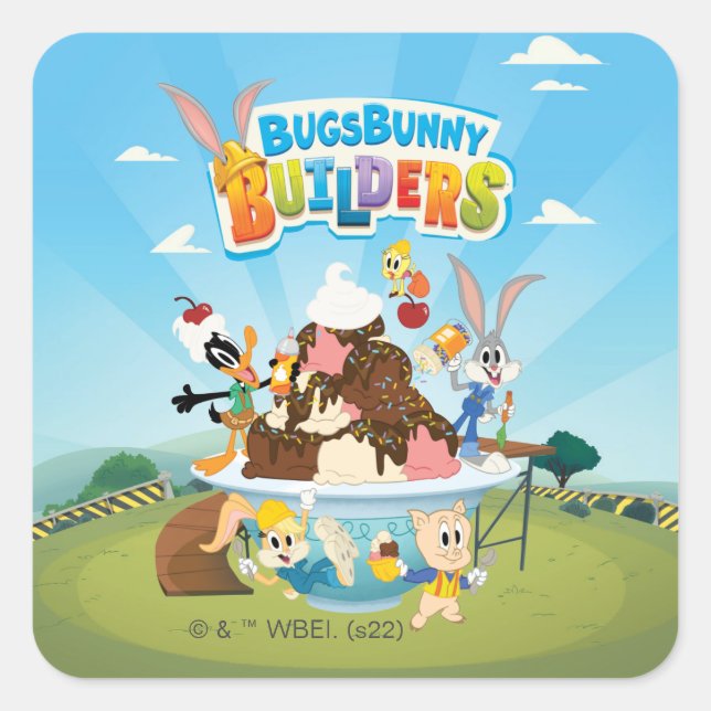 BUGS BUNNY BUILDERS™| Looney Builders Ice Cream Square Sticker (Front)